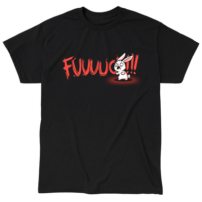 Classic Cotton T-shirt_TeeTurtle black Rage Mode Classic Cotton T-shirt featuring a screaming angry bunny obscuring the word "Fuuuuuuc" with three exclamation points at the end