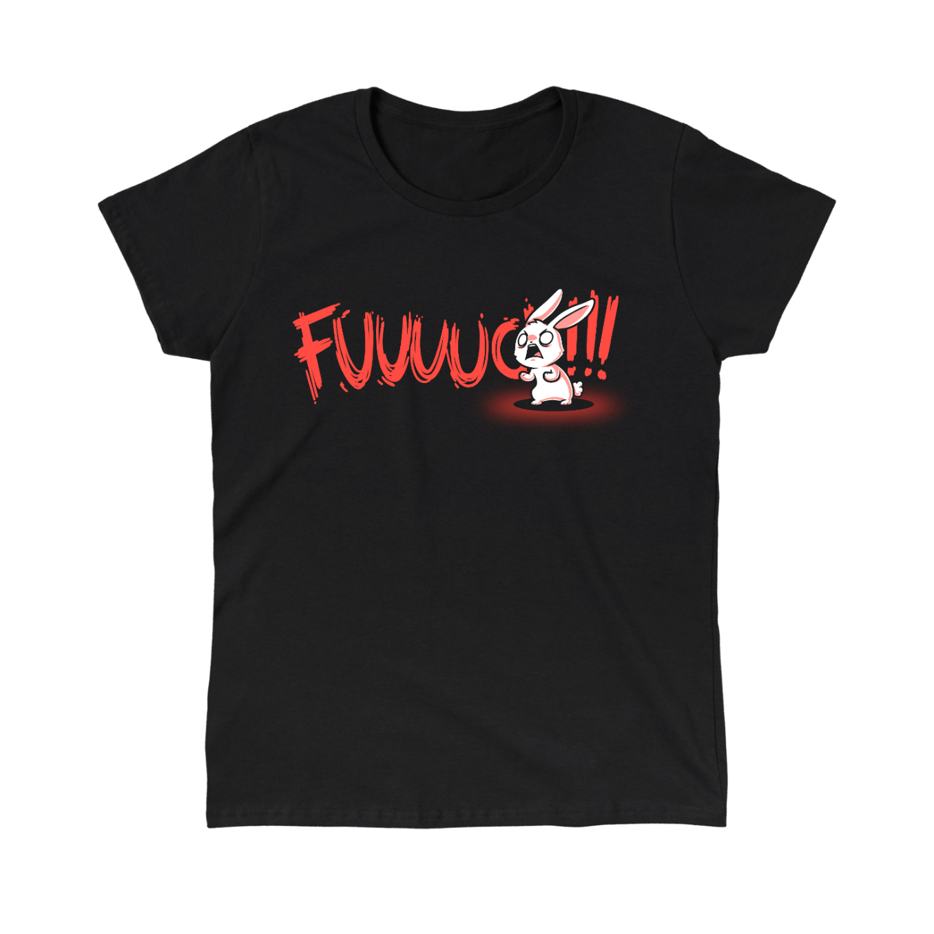 Classic Cotton T-shirt_TeeTurtle black Rage Mode Classic Cotton T-shirt featuring a screaming angry bunny obscuring the word "Fuuuuuuc" with three exclamation points at the end