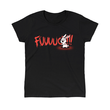 Classic Cotton T-shirt_TeeTurtle black Rage Mode Classic Cotton T-shirt featuring a screaming angry bunny obscuring the word "Fuuuuuuc" with three exclamation points at the end
