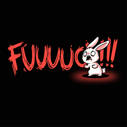 Premium Cotton T-shirt_TeeTurtle black Rage Mode Premium Cotton T-shirt featuring a screaming angry bunny obscuring the word "Fuuuuuuc" with three exclamation points at the end