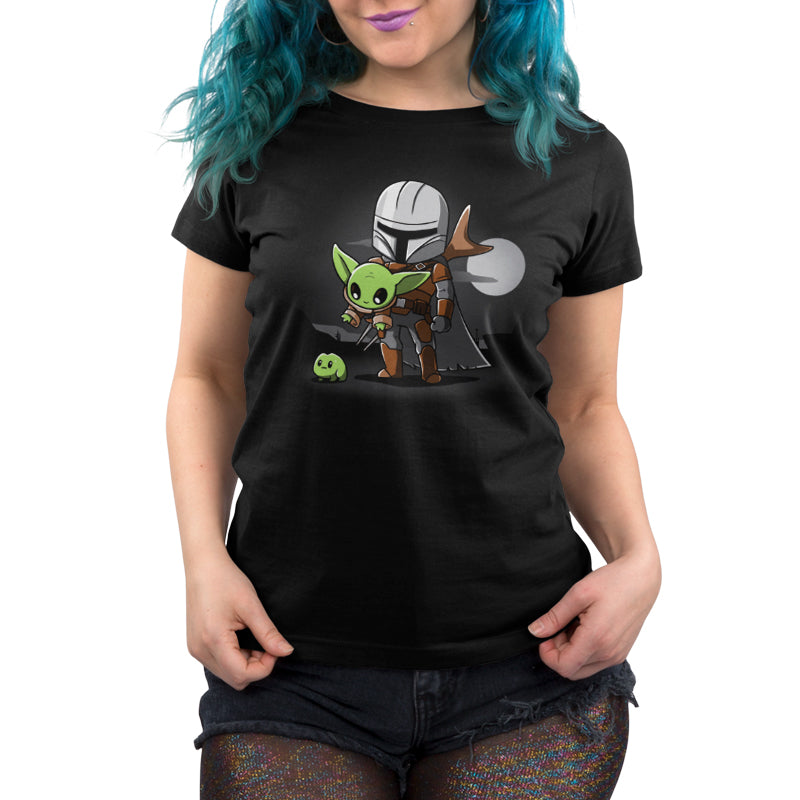 Star Wars: A Clan of Two officially licensed women's t-shirt featuring Grogu and Mando.