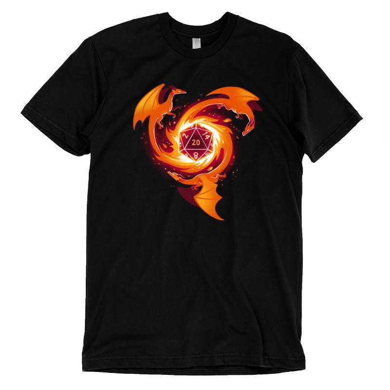 A Dragon Appears black t-shirt with a fire heart, perfect comfort. [Brand Name: TeeTurtle]