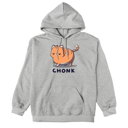 Pullover Hoodie_TeeTurtle Chonk heather gray design featuring a large round cat being cute with its eyes closed.