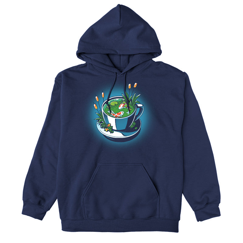 Pullover Hoodie_TeeTurtle Cup of Koi navy blue t-shirt featuring artistic teacup with two koi fish inside.