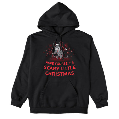 Pullover Hoodie_TeeTurtle   Have Yourself a Scary Little Christmas (Krampus) black design featuring a horned creature wearing a Santa hat and holding chains, with the text "Have Yourself a Scary Little Christmas."