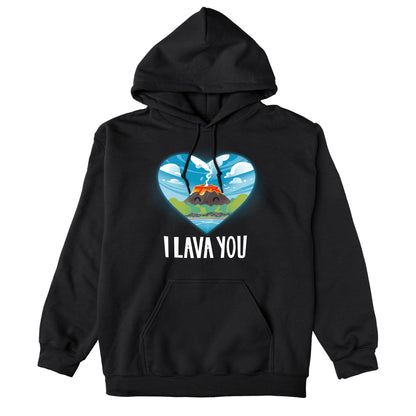 Pullover Hoodie_An illustration of a smiling volcano with lava, surrounded by trees and water, inside a heart shape. The text below reads "I LAVA YOU." This I Lava You apparel by monsterdigital is made from super soft ringspun cotton for ultimate comfort. Suitable for everyone, it's the perfect unisex tee!