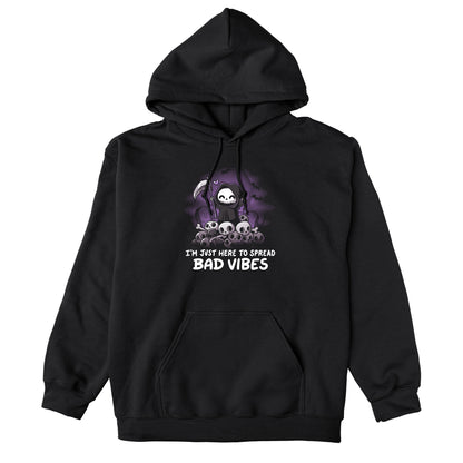 Pullover Hoodie_TeeTurtle I'm just here to spread bad vibes black design featuring a grim reaper with a scythe.