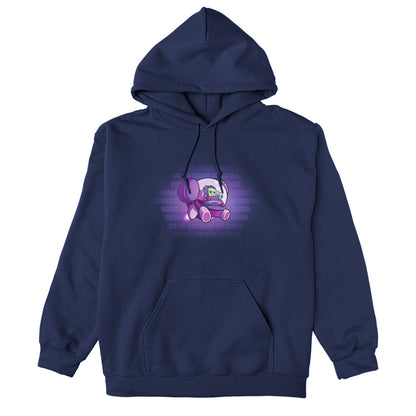 Pullover Hoodie_TeeTurtle navy blue The Doom Song apparel featuring Invader Zim and Gir in a spaceship with Gir singing the Doom Song.