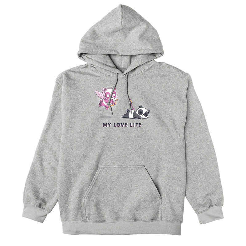 Pullover Hoodie_TeeTurtle My Love Life sport gray design featuring Valentine's Day pandas.