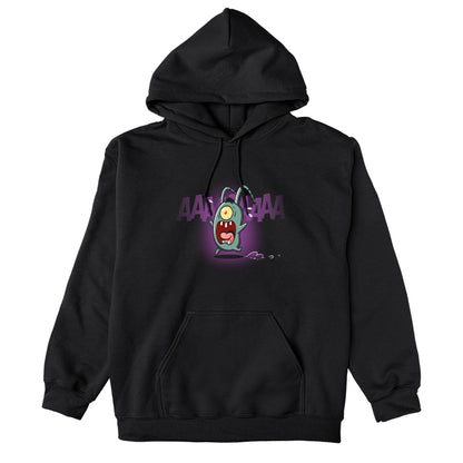 Pullover Hoodie_TeeTurtle black Screaming Plankton apparel featuring Plankton screaming and running away.