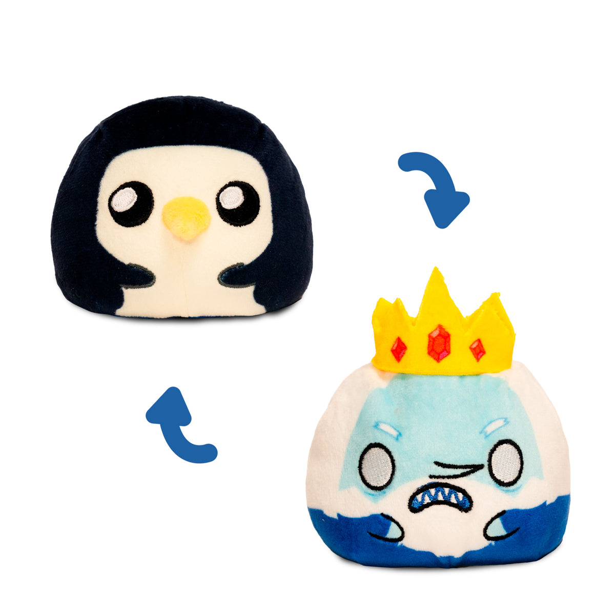 Reversible Adventure Time plush featuring Gunter on one side and Ice King on the other.