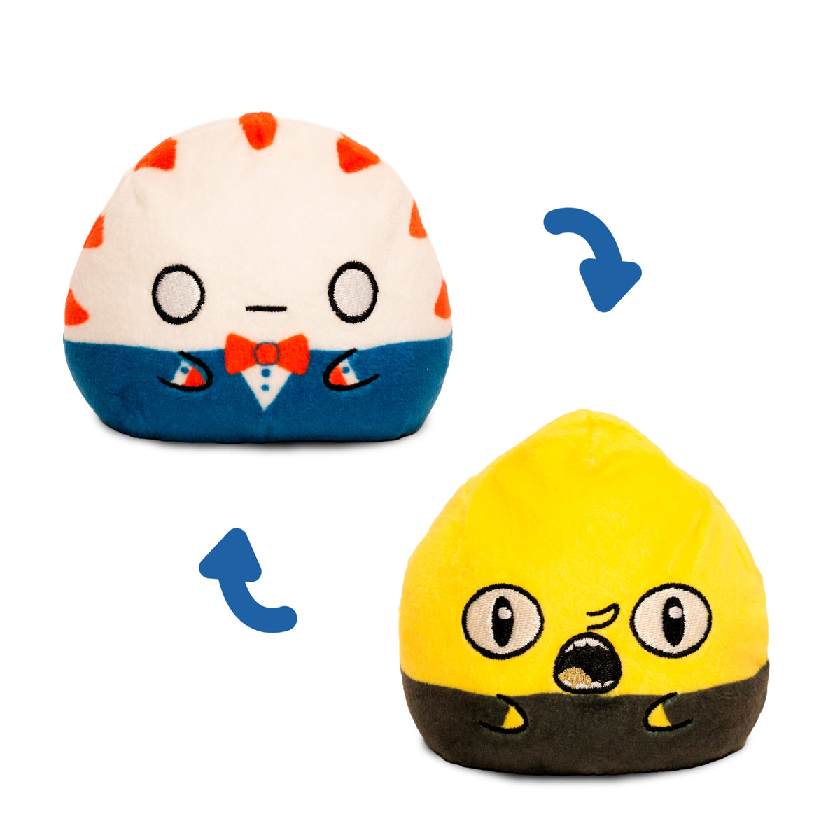 Reversible Adventure Time plush featuring Peppermint Butler on one side and Lemongrab on the other.
