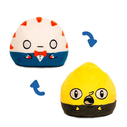 Reversible Adventure Time plush featuring Peppermint Butler on one side and Lemongrab on the other.
