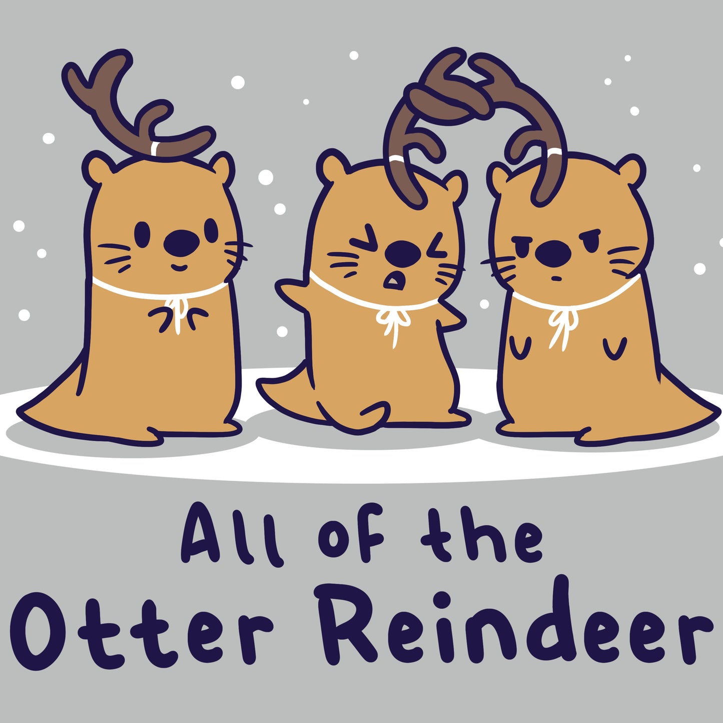 Get in the holiday spirit with our adorable All Of The Otter Reindeer t-shirt from TeeTurtle. Perfect for the holiday season, this shirt features a playful design of otters dressed as reindeer.