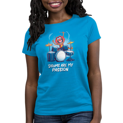Officially licensed Muppets t-shirt featuring Animal: Drums Are My Passion for women.