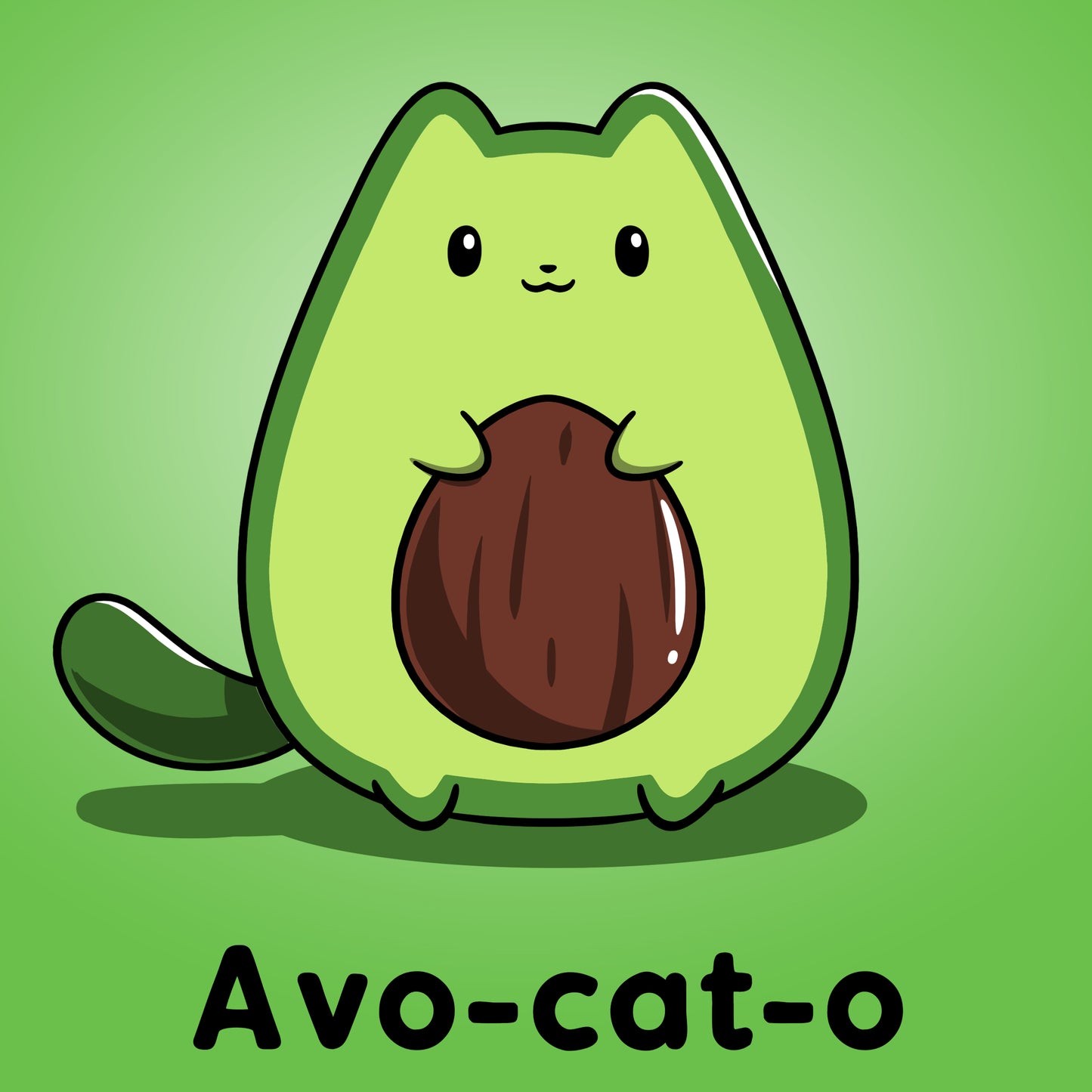 A cute TeeTurtle avo-cat-o shirt with an apple green background.