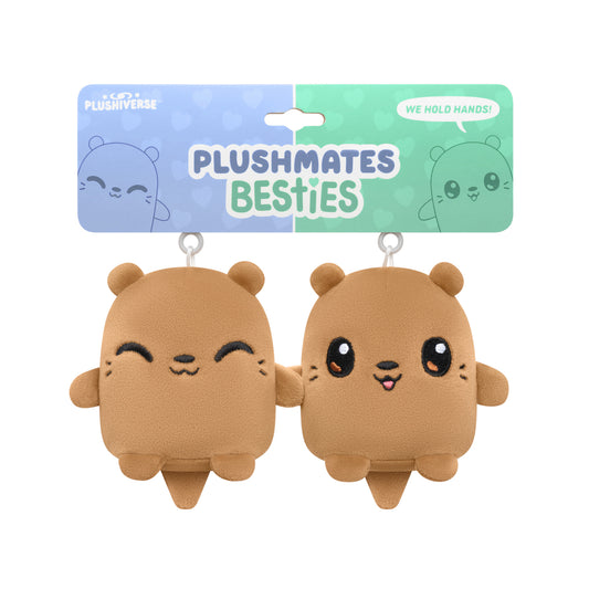 A pair of Plushiverse My Otter Half Plushmates Besties with magnetic hands in a TeeTurtle package.