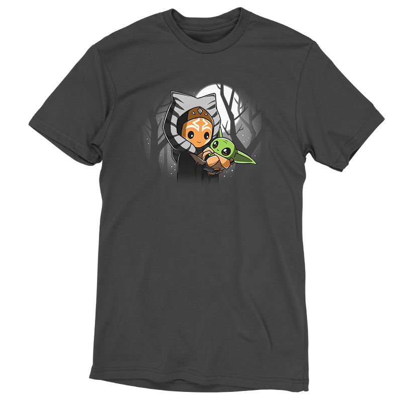 Officially licensed Star Wars baby Yoda child t-shirt featuring BFFs (Ahsoka and Grogu) in the forest.