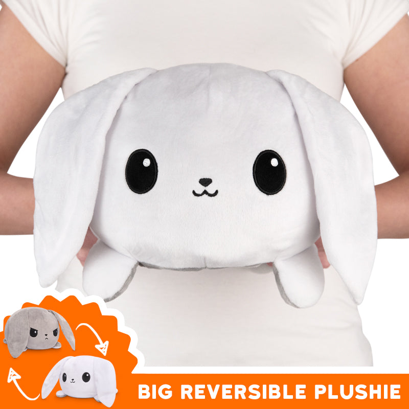 TeeTurtle's TeeTurtle Big Reversible Bunny Plushie (White + Gray), perfect for mood plushies enthusiasts.