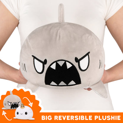 TeeTurtle big reversible shark with mood plushies.