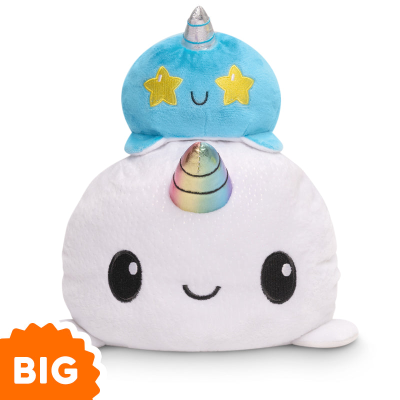 A TeeTurtle Big Reversible Narwhal Plushie with a star on top of it from TeeTurtle.
