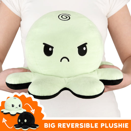 A TeeTurtle Big Reversible Octopus Plushie (Green Glow + Black), also known as a TeeTurtle plush toy.