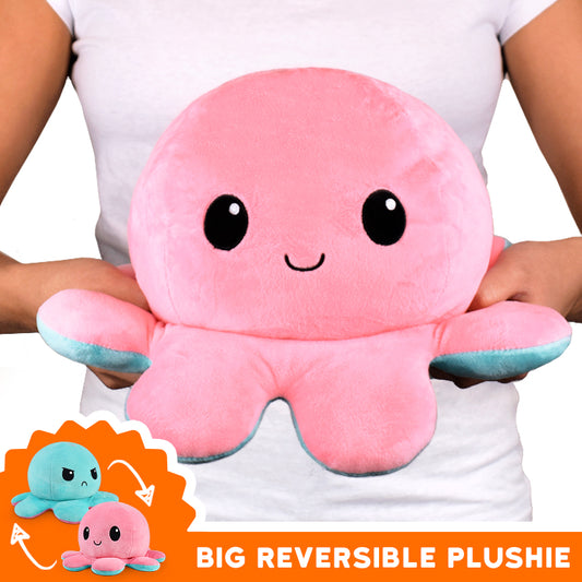 TeeTurtle Big Reversible Octopus Plushie (Aqua + Pink) by TeeTurtle.