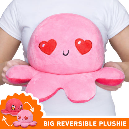 TeeTurtle Big Reversible Octopus Plush, perfect for collecting or cuddling. This adorable TeeTurtle reversible octopus plushie is not only incredibly soft and huggable, but also features two different expressions to match.