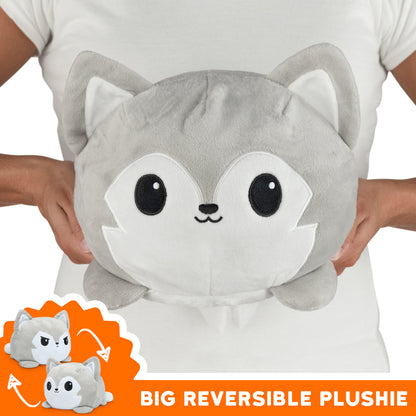 TeeTurtle offers a unique selection of mood plushies, including the TeeTurtle Big Reversible Wolf Plushie (Light Gray).