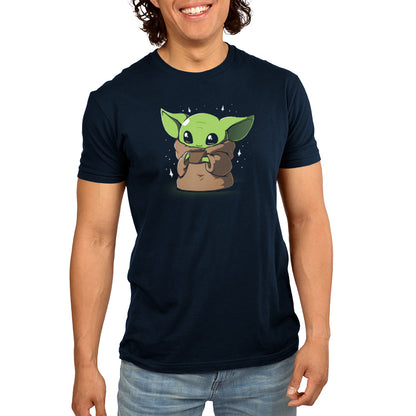 Officially licensed Star Wars Sipping Soup men's t-shirt featuring Grogu.