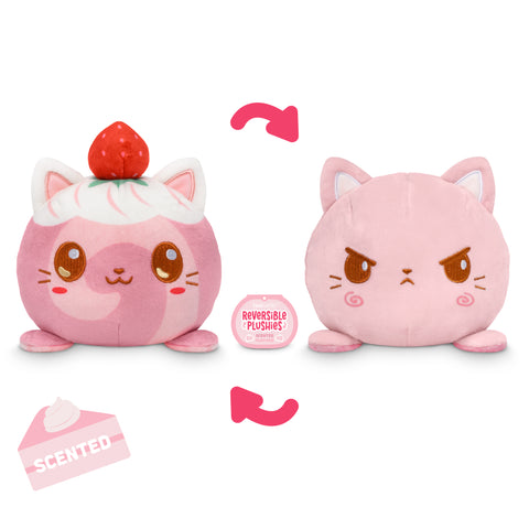 Strawberry Kitty Roll 4" Strawberry Cake-Scented Reversible Plushie
