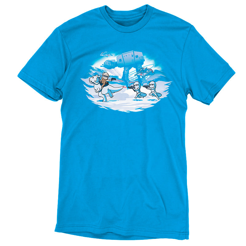 A Battle of Hoth Star Wars Men's T-shirt with an image of an elephant and a snowman.