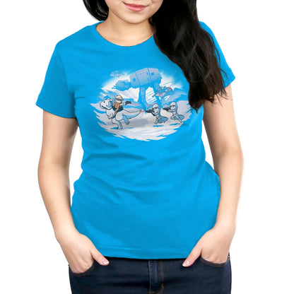 An officially licensed Star Wars women's t-shirt with an image of Battle of Hoth.