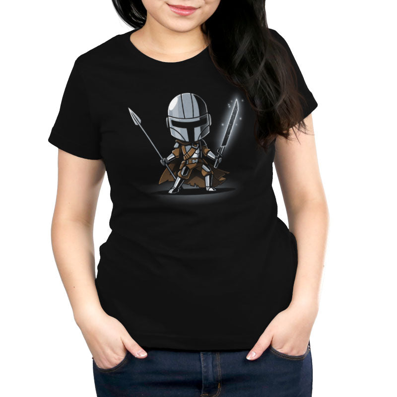 Officially licensed Star Wars Beskar Spear & Dark Saber women's t-shirt.