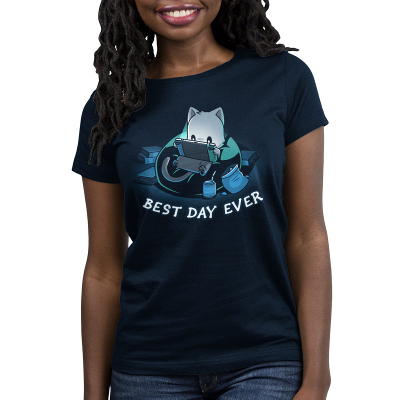 Navy blue Best Day Ever t-shirt for women, offering comfort from TeeTurtle.