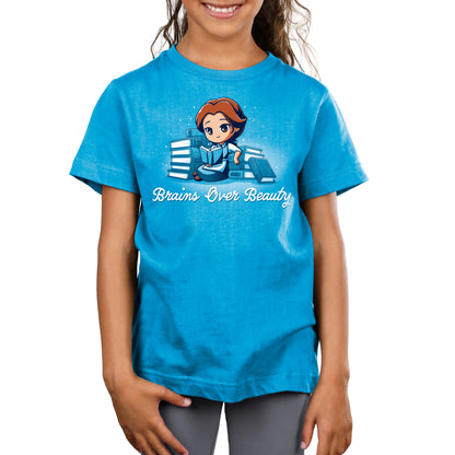 A girl wearing an officially licensed Disney Belle T-shirt.
