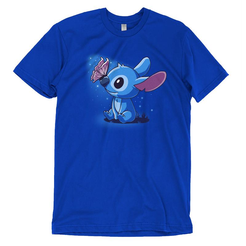 A officially licensed Disney t-shirt with a Butterfly Kisses (Stitch) and a butterfly on it.