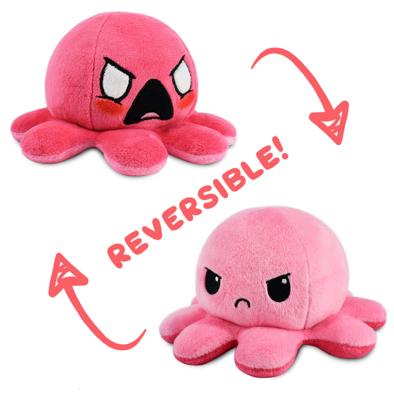Two TeeTurtle Reversible Octopus Plushie (Pink RAGE) toys.