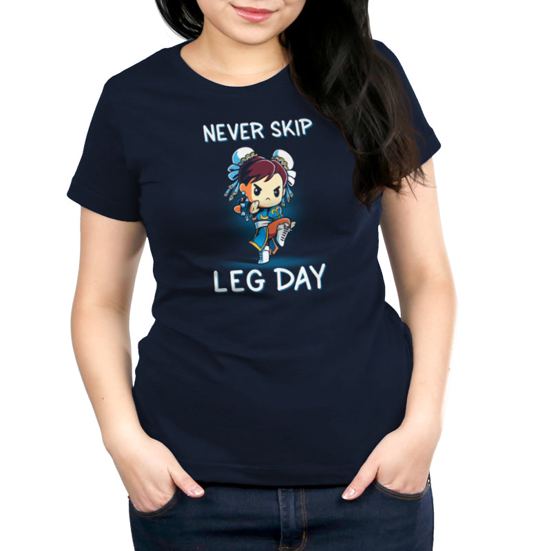 Never Skip Leg Day (Chun-Li) with this women's t-shirt featuring Chun-Li from Street Fighter by Capcom.