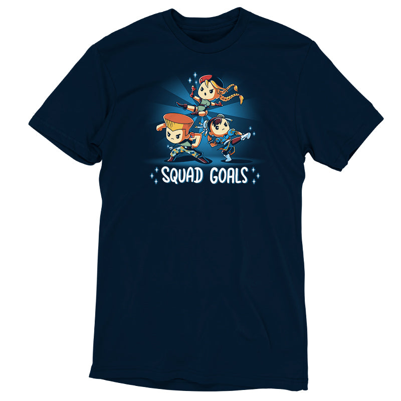 A navy t-shirt featuring officially licensed Chun-Li artwork from Street Fighter.