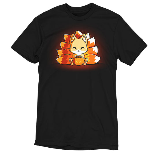 A Candy Corn Kitsune t-shirt with an orange fox on it from TeeTurtle.