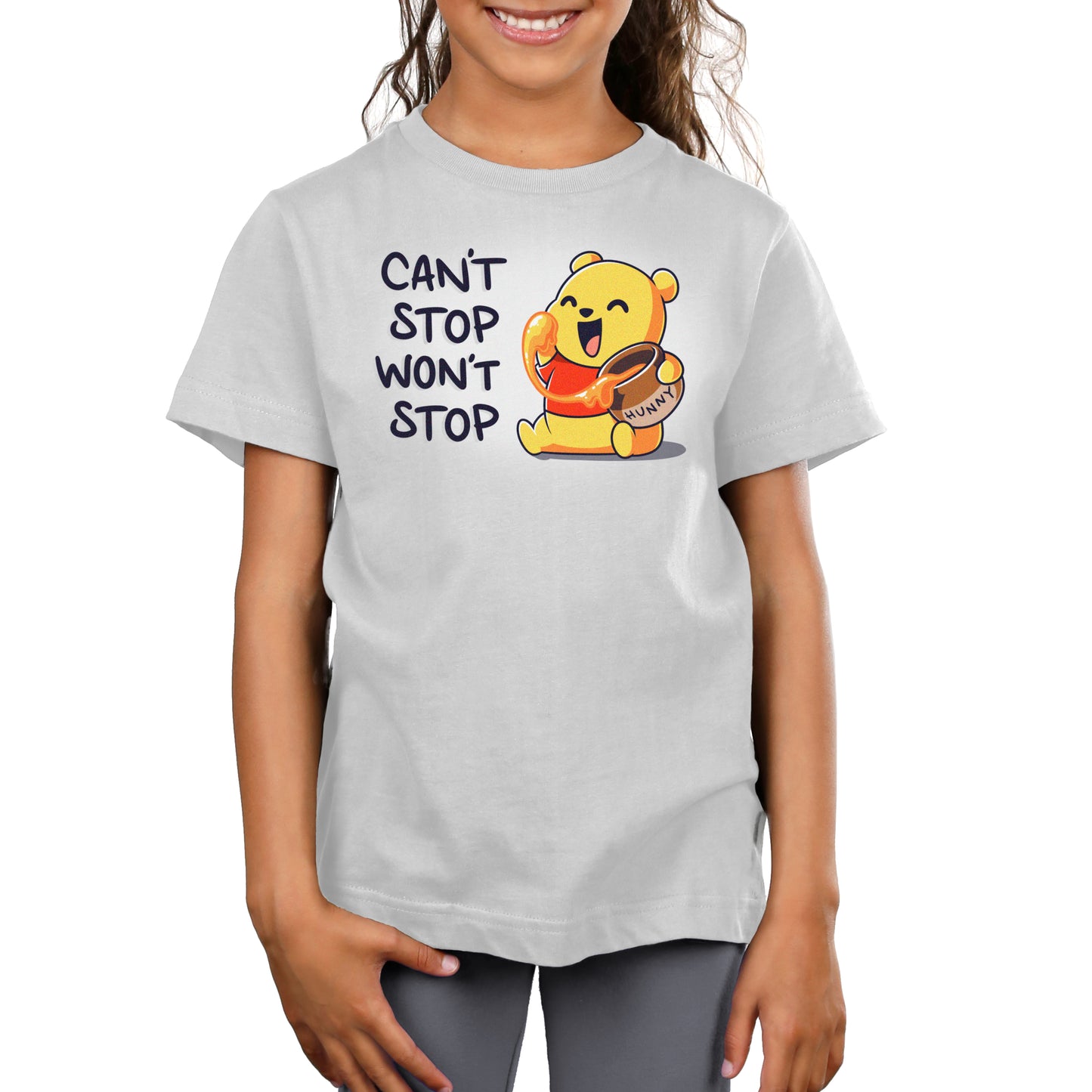 Officially licensed Can't Stop. Won't Stop. Winnie The Pooh kids Disney t-shirt.