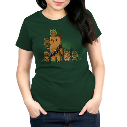 Star Wars Chewbacca and Ewoks women's t-shirt.