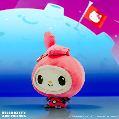 My Melody Cloudheads plushie in a spacesuit against a space background