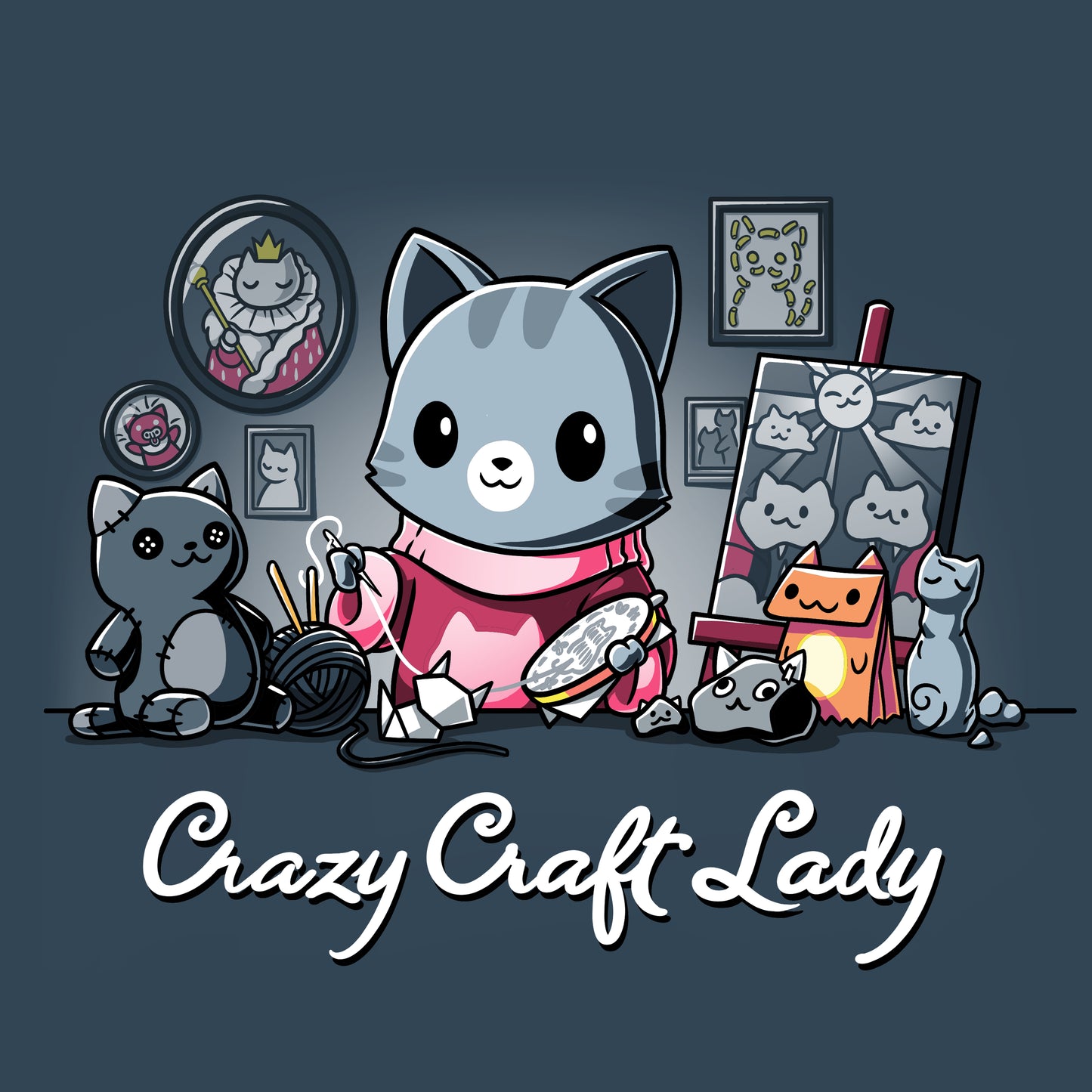Crazy Craft Lady Denim blue t-shirt for craft enthusiasts by TeeTurtle.