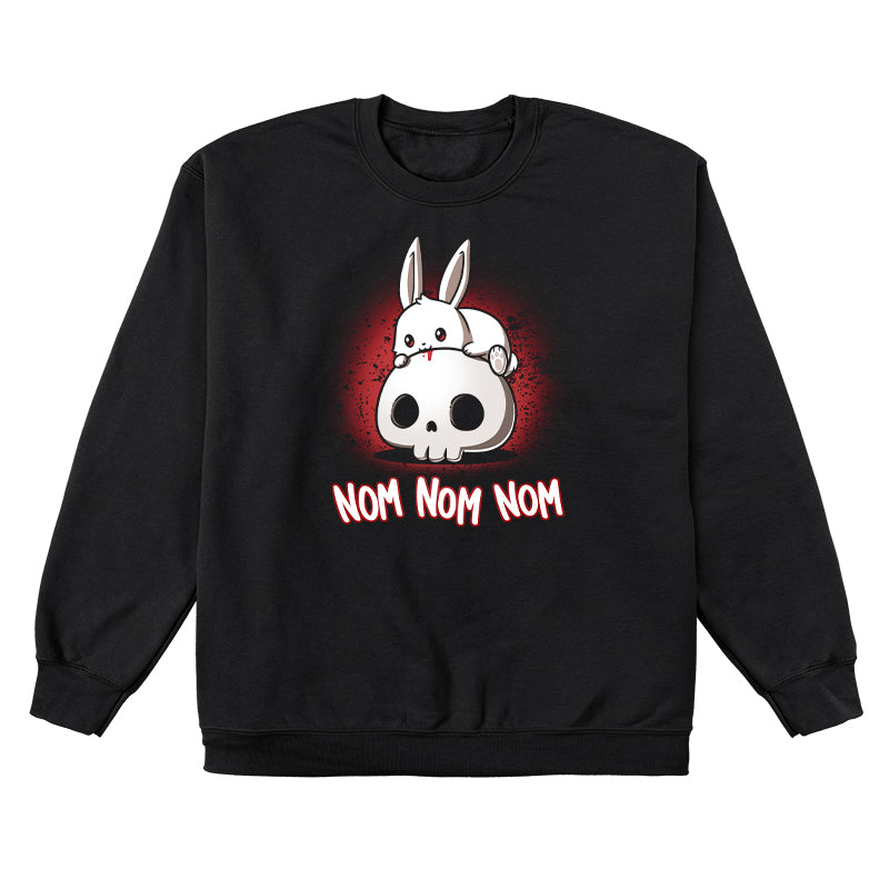 Crew Neck Sweatshirt_TeeTurtle black Killer Bun Bun. Featuring a bunny sitting on top of a skull and chewing on it.