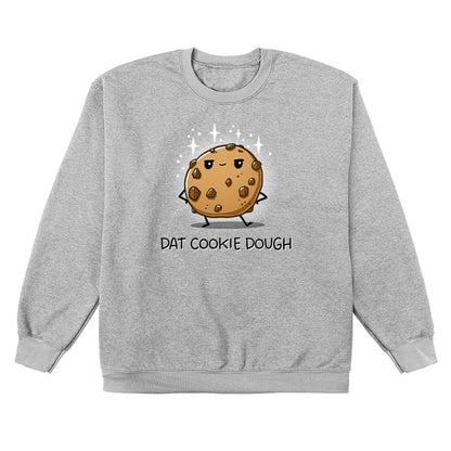 Crew Neck Sweatshirt_TeeTurtle heather gray Dat Cookie Dough sweatshirt featuring a cookie with a sassy expression and stick-figure hands on its hips.