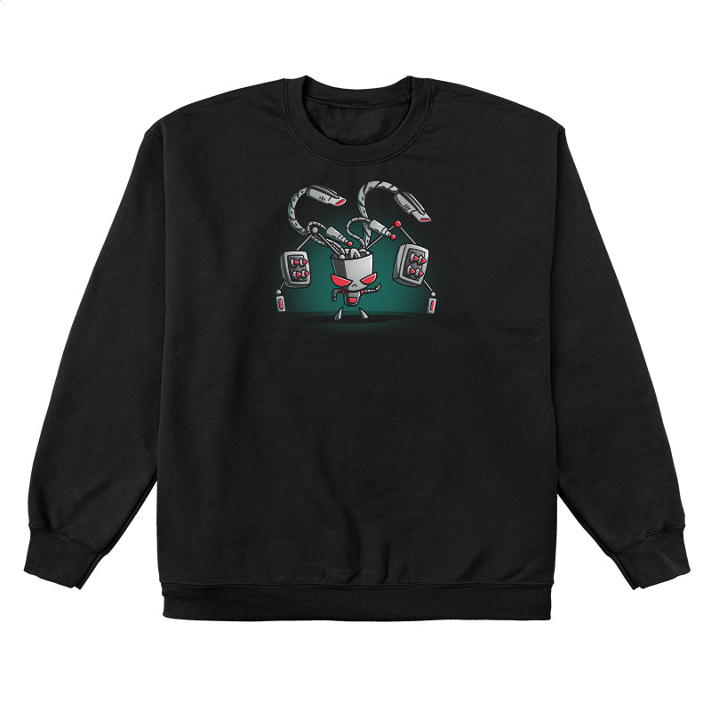 Crew Neck Sweatshirt_TeeTurtle black Gir (Duty-Mode) apparel featuring Gir with an array of weapons drawn.