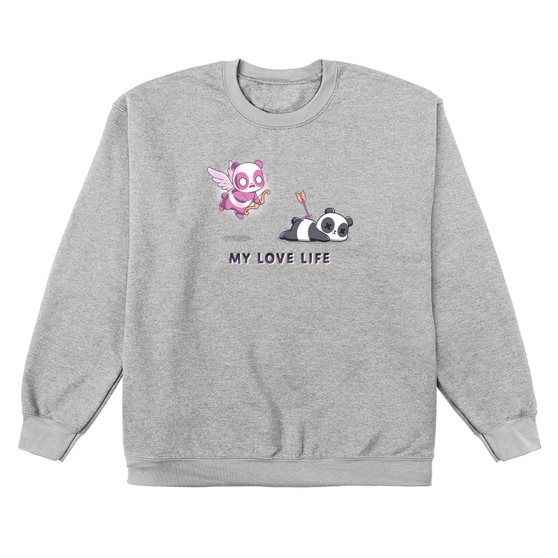 Crew Neck Sweatshirt_TeeTurtle My Love Life sport gray design featuring Valentine's Day pandas.