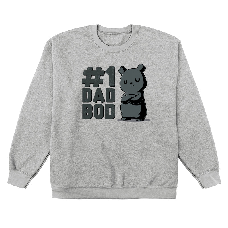 Crew Neck Sweatshirt_TeeTurtle heather gray #1 Dad Bod. Featuring a black bear with a dad bod.